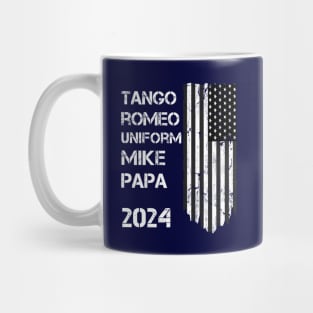 TRUMP 2024 - PHONETIC ALPHABET AND FLAG Mug